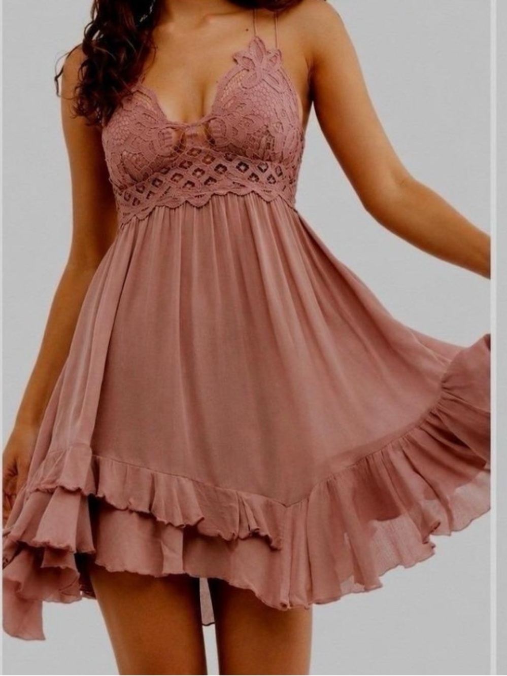 Free People Adella Dress - Women’s Rose Gold Pink Lace